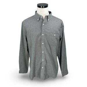 J. Crew Mens XL‎ Gray Cotton Wool Elbow Patch Button Flannel Shirt Long Sleeve